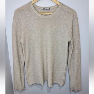 Zara Sparkly Neutral Gold Crewneck Pullover Sweater SMALL